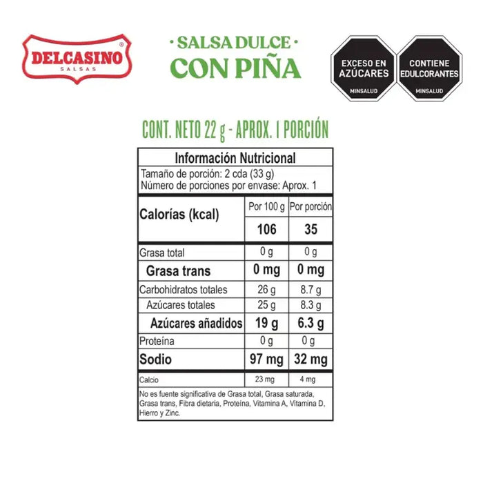 SALSA DULCE CON PIÑA DELCASINO — SACHETS X 50 UND 22 G